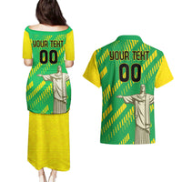 Custom Brazil Happy Independence Day Couples Matching Puletasi and Hawaiian Shirt Cristo Redentor Flag Style - Wonder Print Shop