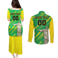 Custom Brazil Happy Independence Day Couples Matching Puletasi and Long Sleeve Button Shirt Cristo Redentor Flag Style - Wonder Print Shop