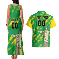 Custom Brazil Happy Independence Day Couples Matching Tank Maxi Dress and Hawaiian Shirt Cristo Redentor Flag Style - Wonder Print Shop