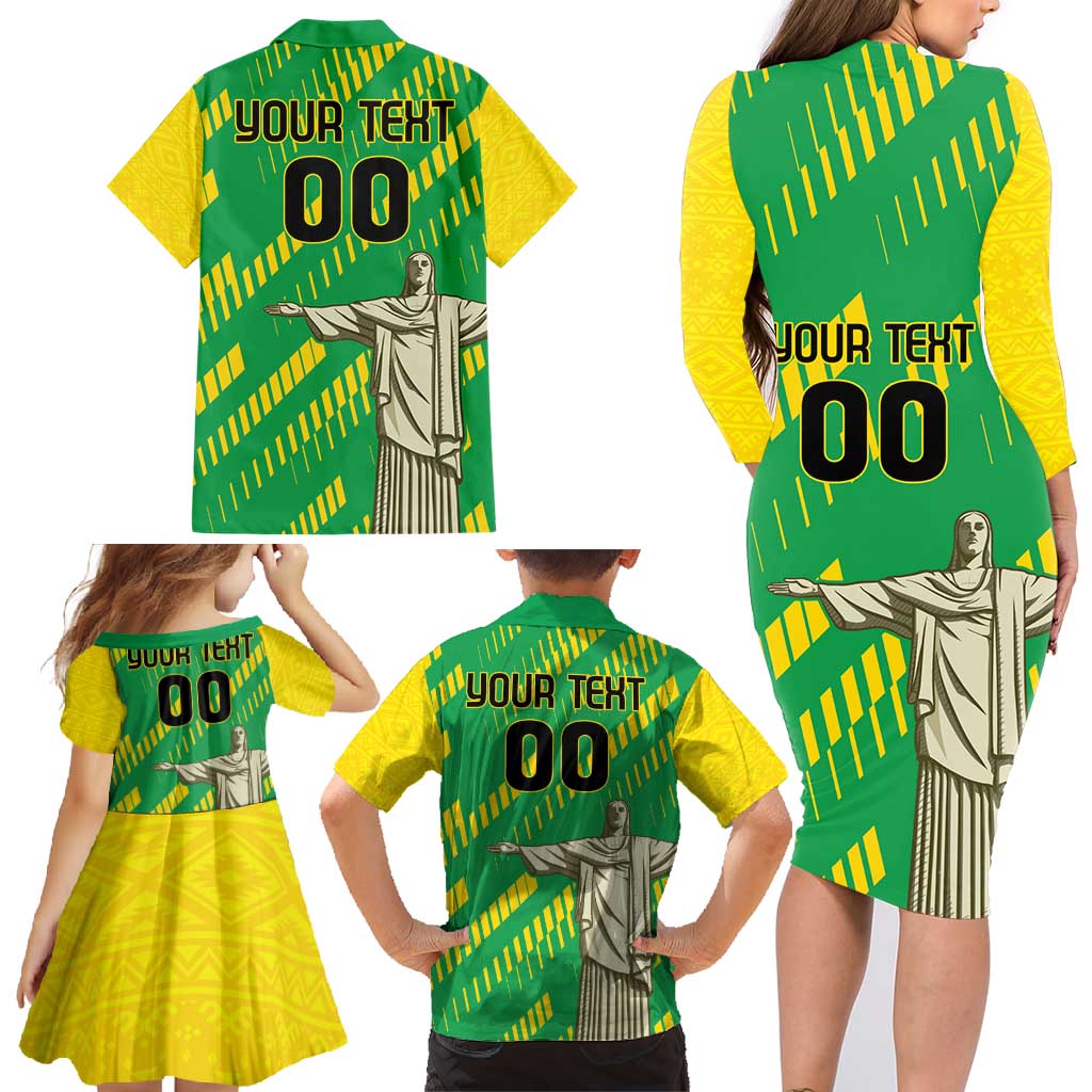 Custom Brazil Happy Independence Day Family Matching Long Sleeve Bodycon Dress and Hawaiian Shirt Cristo Redentor Flag Style - Wonder Print Shop