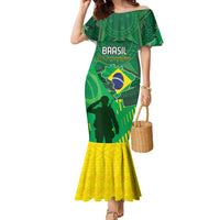 Custom Brazil Happy Independence Day Family Matching Mermaid Dress and Hawaiian Shirt Cristo Redentor Flag Style - Wonder Print Shop