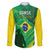 Custom Brazil Happy Independence Day Family Matching Off The Shoulder Long Sleeve Dress and Hawaiian Shirt Cristo Redentor Flag Style - Wonder Print Shop