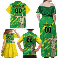 Custom Brazil Happy Independence Day Family Matching Off Shoulder Maxi Dress and Hawaiian Shirt Cristo Redentor Flag Style - Wonder Print Shop