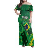Custom Brazil Happy Independence Day Family Matching Off Shoulder Maxi Dress and Hawaiian Shirt Cristo Redentor Flag Style - Wonder Print Shop