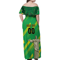 Custom Brazil Happy Independence Day Family Matching Off Shoulder Maxi Dress and Hawaiian Shirt Cristo Redentor Flag Style - Wonder Print Shop