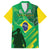 Custom Brazil Happy Independence Day Family Matching Off Shoulder Short Dress and Hawaiian Shirt Cristo Redentor Flag Style - Wonder Print Shop