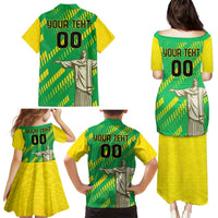 Custom Brazil Happy Independence Day Family Matching Puletasi and Hawaiian Shirt Cristo Redentor Flag Style - Wonder Print Shop