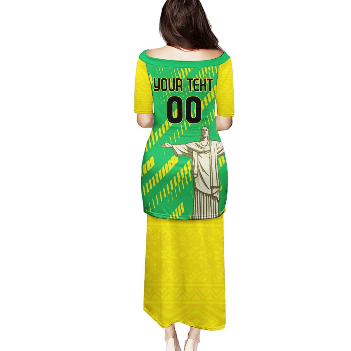 Custom Brazil Happy Independence Day Family Matching Puletasi and Hawaiian Shirt Cristo Redentor Flag Style - Wonder Print Shop