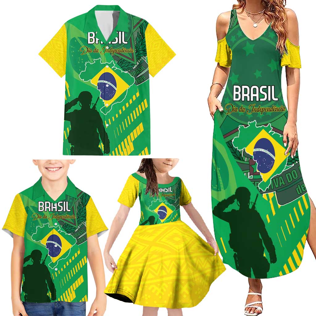Custom Brazil Happy Independence Day Family Matching Summer Maxi Dress and Hawaiian Shirt Cristo Redentor Flag Style - Wonder Print Shop