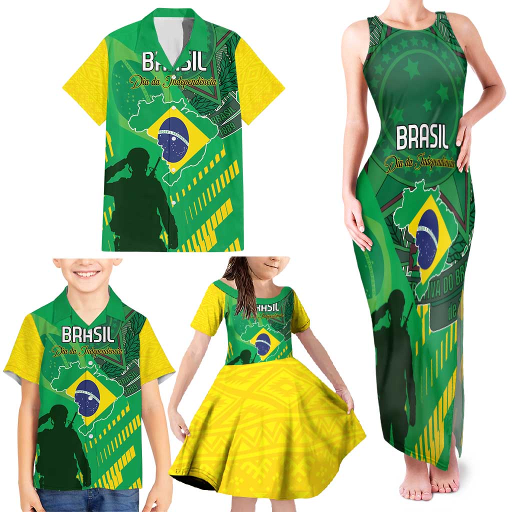 Custom Brazil Happy Independence Day Family Matching Tank Maxi Dress and Hawaiian Shirt Cristo Redentor Flag Style - Wonder Print Shop
