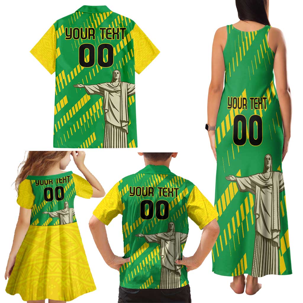 Custom Brazil Happy Independence Day Family Matching Tank Maxi Dress and Hawaiian Shirt Cristo Redentor Flag Style - Wonder Print Shop