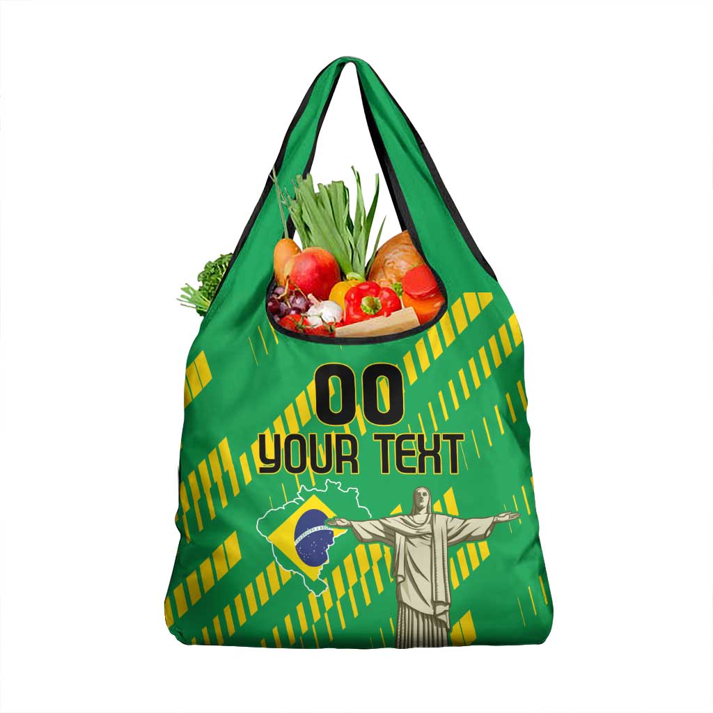 Custom Brazil Happy Independence Day Grocery Bag Cristo Redentor Flag Style