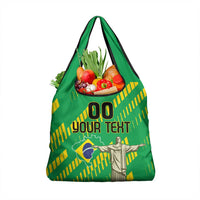 Custom Brazil Happy Independence Day Grocery Bag Cristo Redentor Flag Style