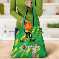 Custom Brazil Happy Independence Day Grocery Bag Cristo Redentor Flag Style