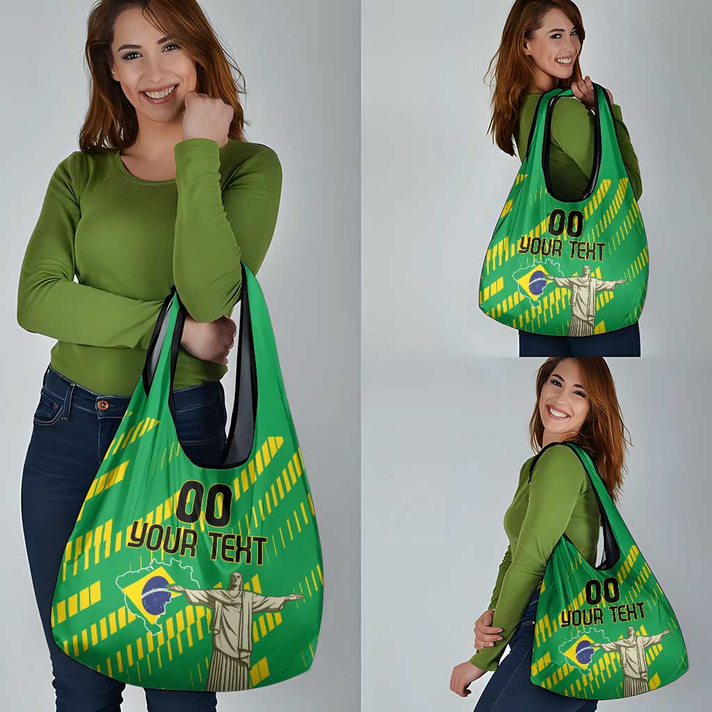 Custom Brazil Happy Independence Day Grocery Bag Cristo Redentor Flag Style
