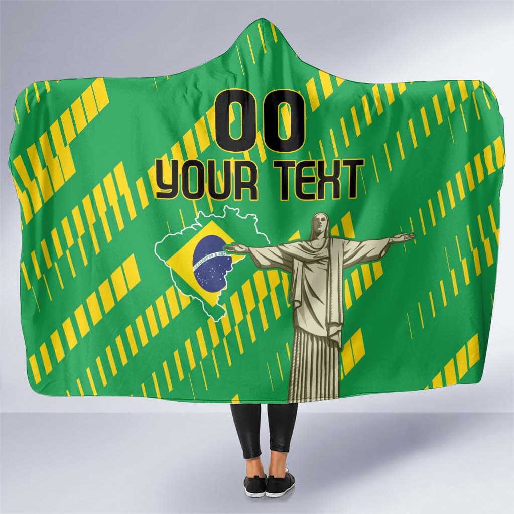 Custom Brazil Happy Independence Day Hooded Blanket Cristo Redentor Flag Style