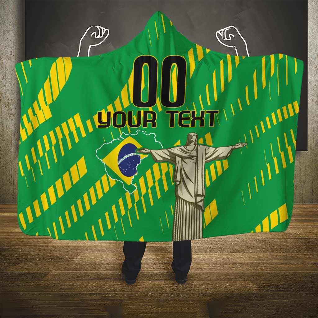 Custom Brazil Happy Independence Day Hooded Blanket Cristo Redentor Flag Style