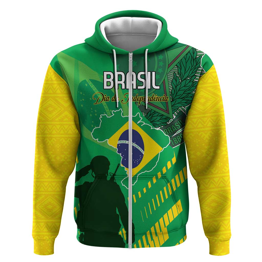 Custom Brazil Happy Independence Day Hoodie Cristo Redentor Flag Style - Wonder Print Shop