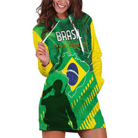 Custom Brazil Happy Independence Day Hoodie Dress Cristo Redentor Flag Style - Wonder Print Shop
