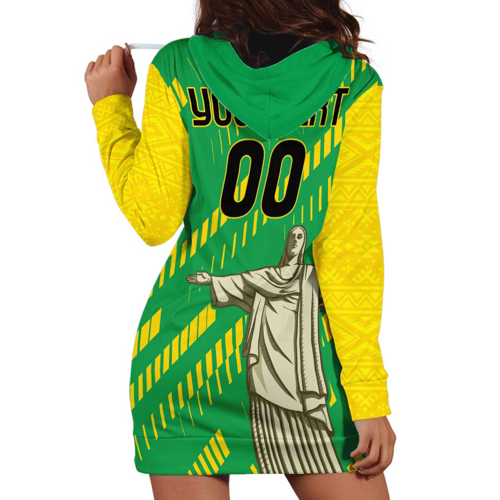 Custom Brazil Happy Independence Day Hoodie Dress Cristo Redentor Flag Style - Wonder Print Shop