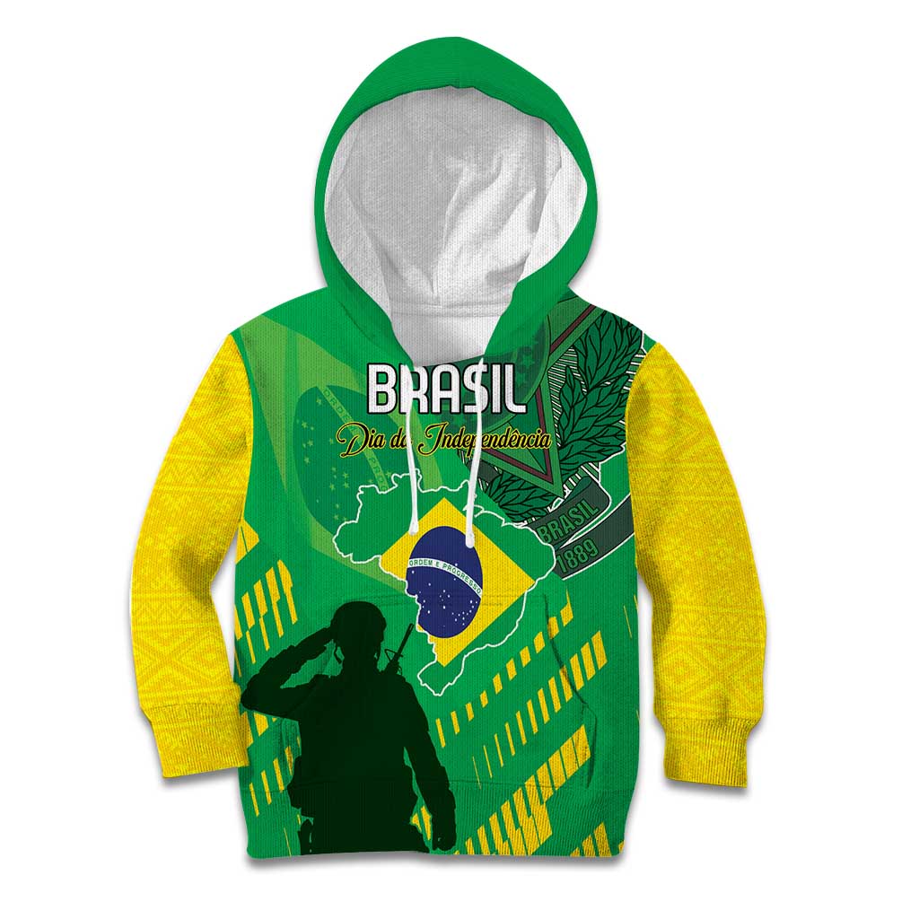 Custom Brazil Happy Independence Day Kid Hoodie Cristo Redentor Flag Style - Wonder Print Shop