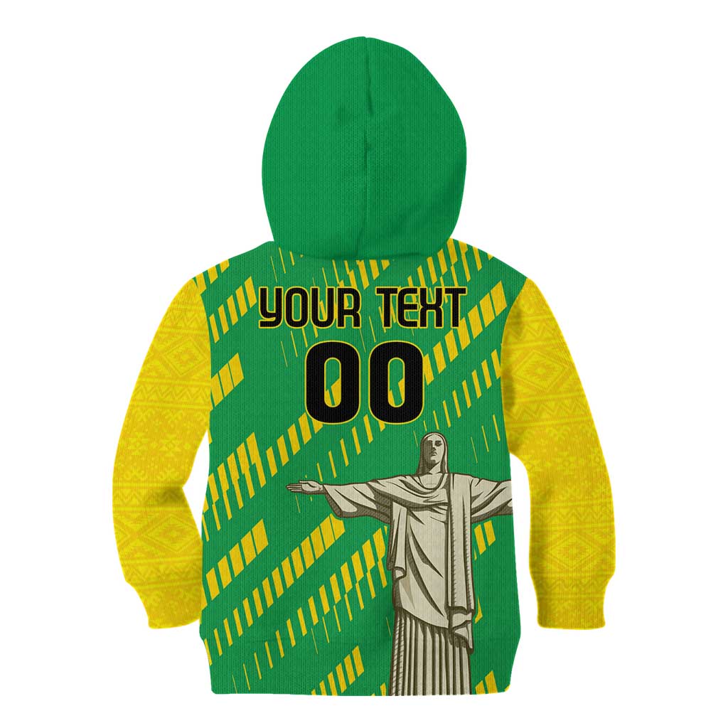 Custom Brazil Happy Independence Day Kid Hoodie Cristo Redentor Flag Style - Wonder Print Shop