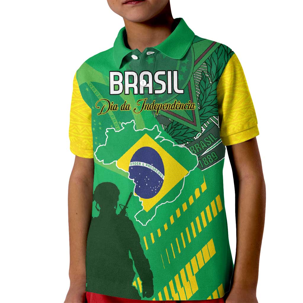 Custom Brazil Happy Independence Day Kid Polo Shirt Cristo Redentor Flag Style - Wonder Print Shop