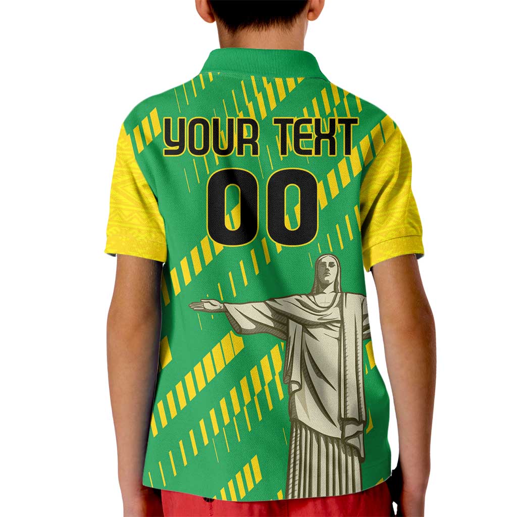 Custom Brazil Happy Independence Day Kid Polo Shirt Cristo Redentor Flag Style - Wonder Print Shop