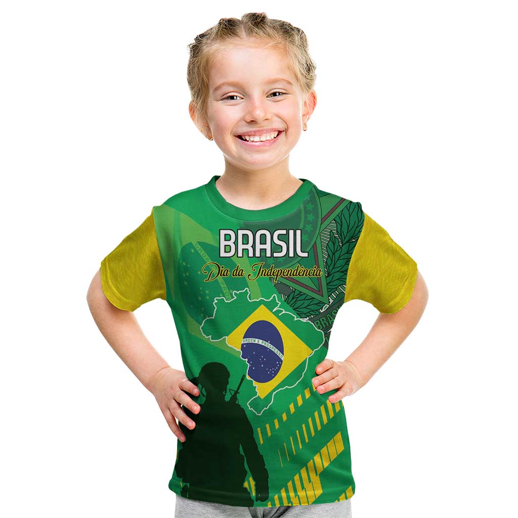 Custom Brazil Happy Independence Day Kid T Shirt Cristo Redentor Flag Style - Wonder Print Shop