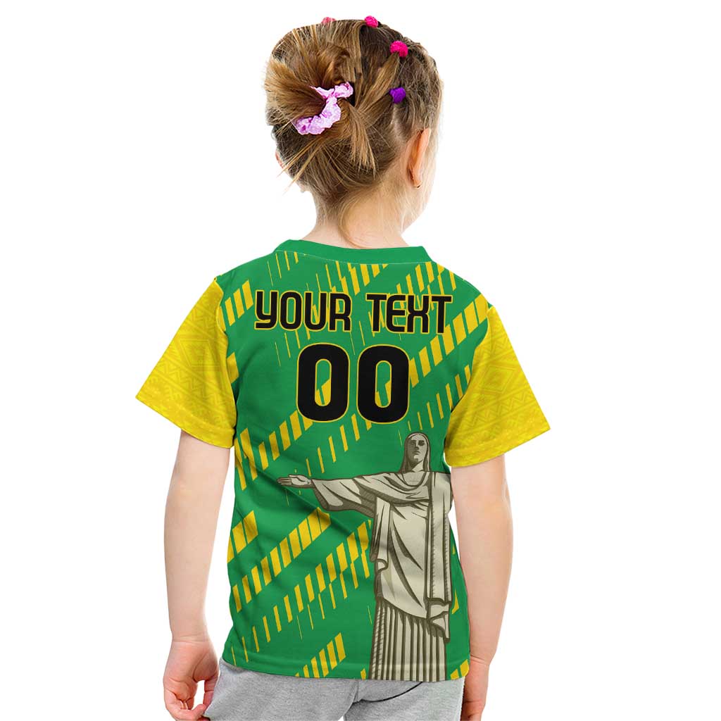 Custom Brazil Happy Independence Day Kid T Shirt Cristo Redentor Flag Style - Wonder Print Shop