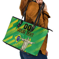 Custom Brazil Happy Independence Day Leather Tote Bag Cristo Redentor Flag Style - Wonder Print Shop