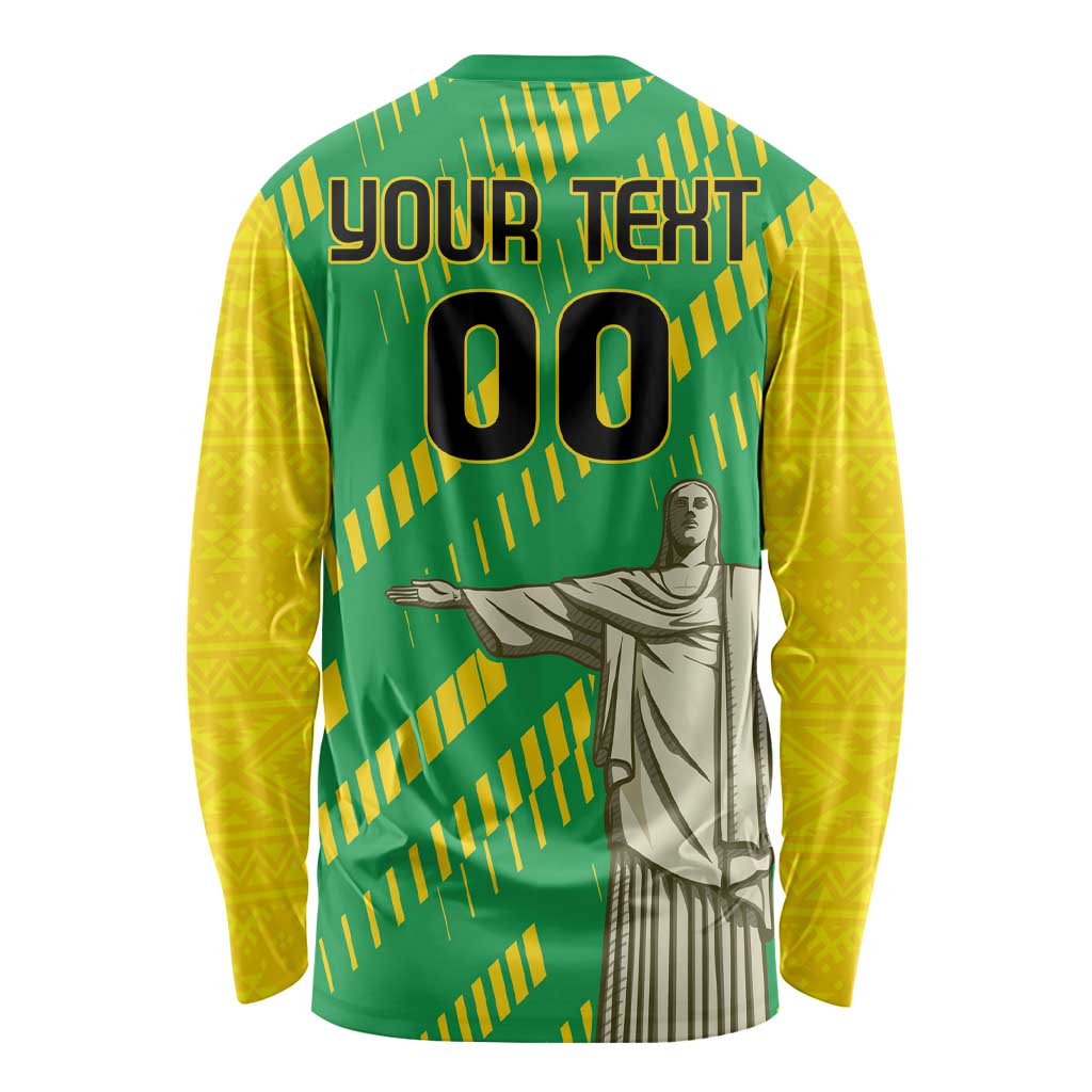 Custom Brazil Happy Independence Day Long Sleeve Shirt Cristo Redentor Flag Style - Wonder Print Shop