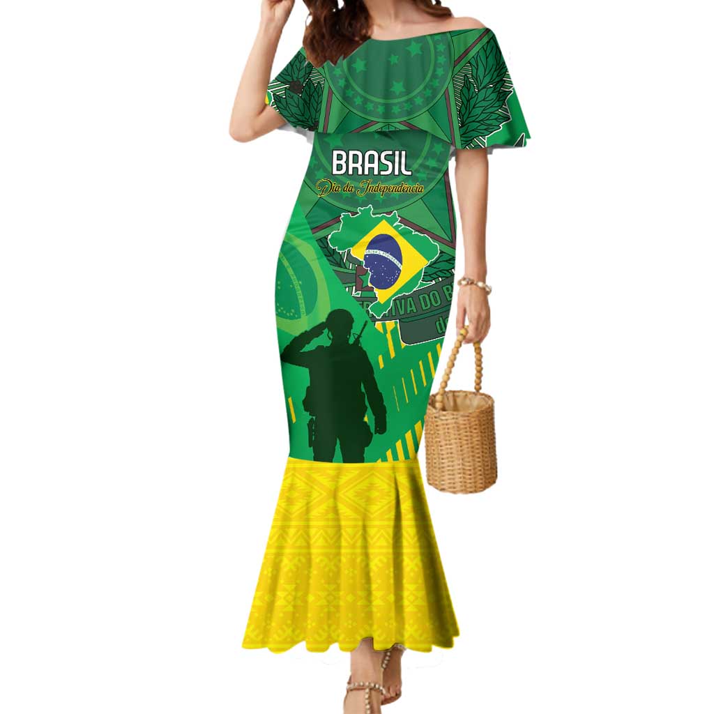 Custom Brazil Happy Independence Day Mermaid Dress Cristo Redentor Flag Style - Wonder Print Shop