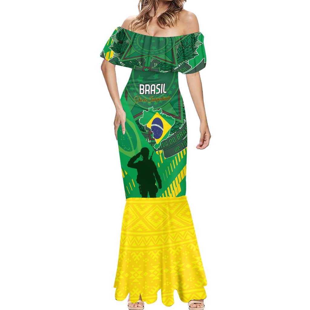 Custom Brazil Happy Independence Day Mermaid Dress Cristo Redentor Flag Style - Wonder Print Shop