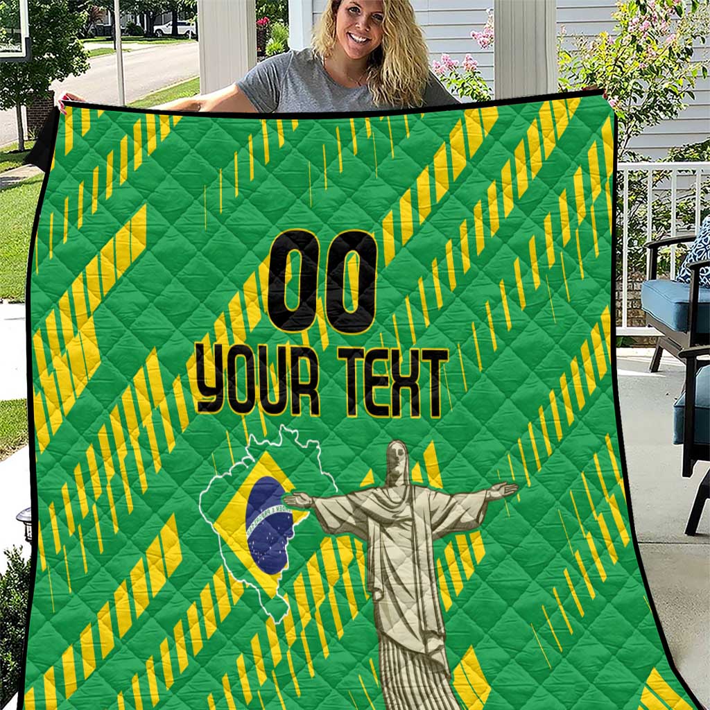 Custom Brazil Happy Independence Day Quilt Cristo Redentor Flag Style - Wonder Print Shop