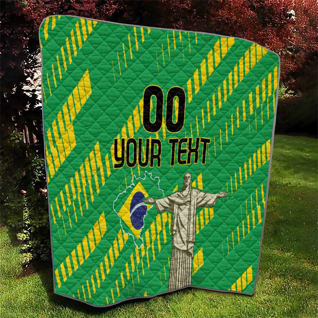 Custom Brazil Happy Independence Day Quilt Cristo Redentor Flag Style - Wonder Print Shop