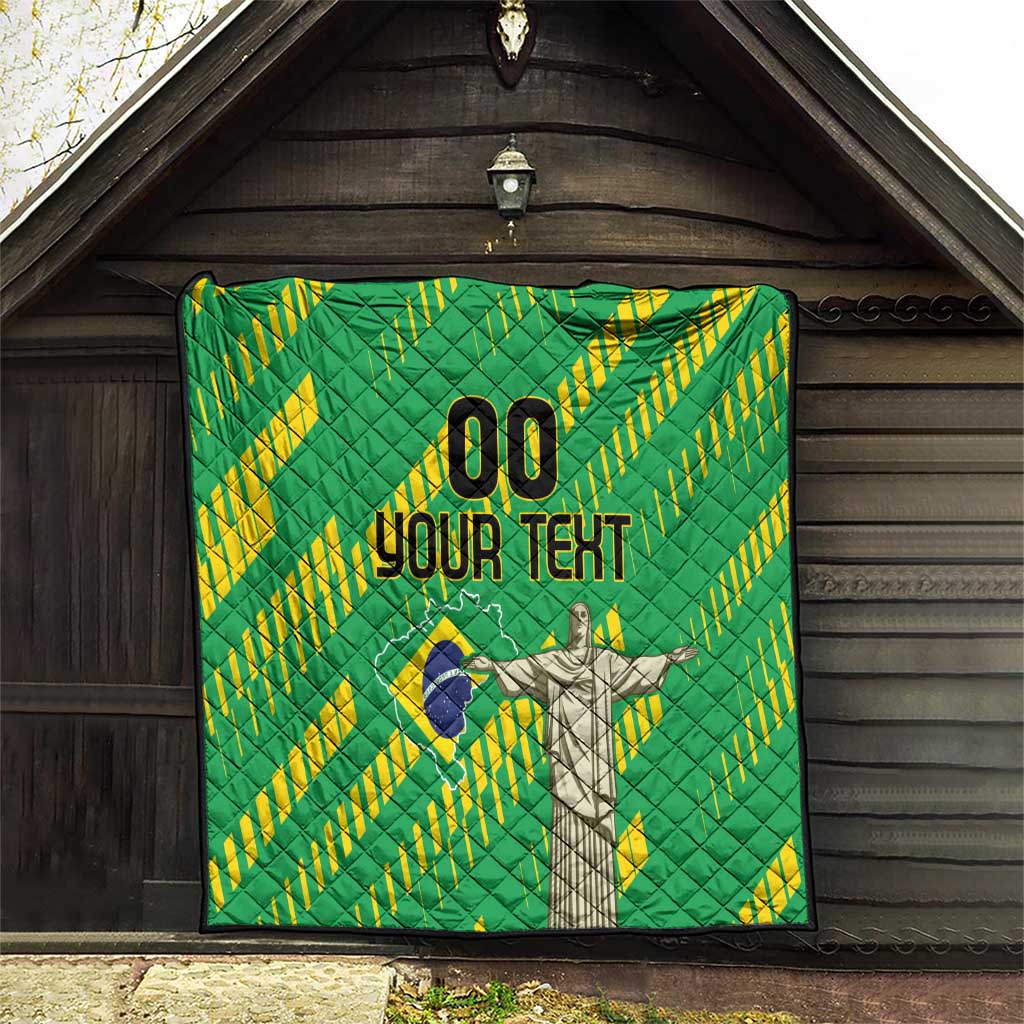 Custom Brazil Happy Independence Day Quilt Cristo Redentor Flag Style - Wonder Print Shop