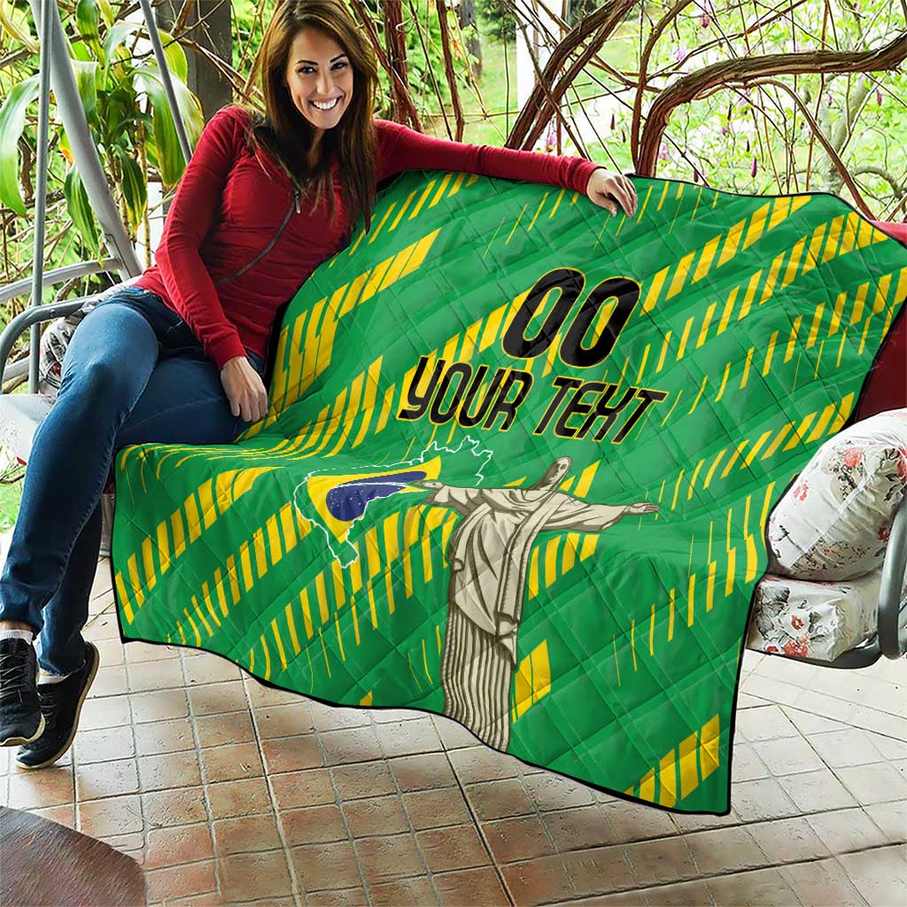 Custom Brazil Happy Independence Day Quilt Cristo Redentor Flag Style - Wonder Print Shop