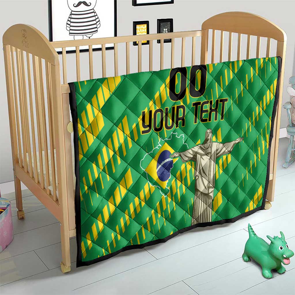 Custom Brazil Happy Independence Day Quilt Cristo Redentor Flag Style - Wonder Print Shop