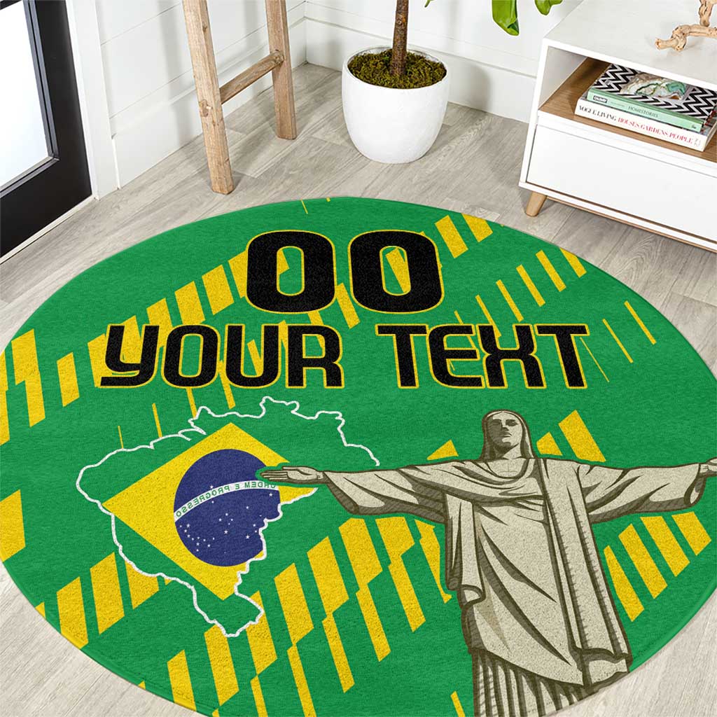 Custom Brazil Happy Independence Day Round Carpet Cristo Redentor Flag Style