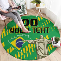 Custom Brazil Happy Independence Day Round Carpet Cristo Redentor Flag Style