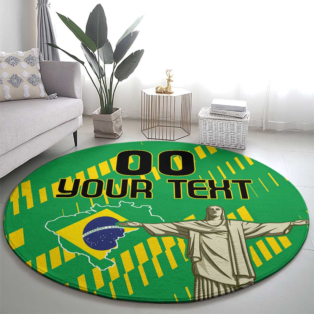 Custom Brazil Happy Independence Day Round Carpet Cristo Redentor Flag Style