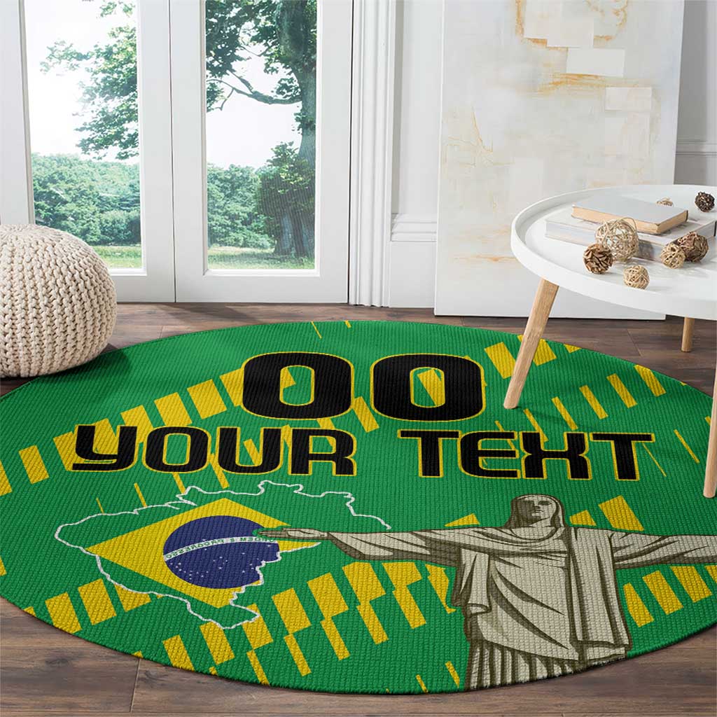 Custom Brazil Happy Independence Day Round Carpet Cristo Redentor Flag Style