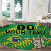 Custom Brazil Happy Independence Day Round Carpet Cristo Redentor Flag Style