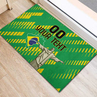 Custom Brazil Happy Independence Day Rubber Doormat Cristo Redentor Flag Style - Wonder Print Shop