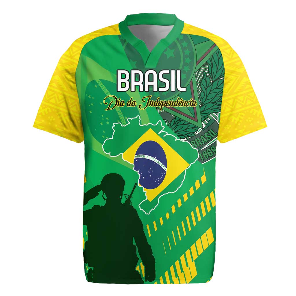 Custom Brazil Happy Independence Day Rugby Jersey Cristo Redentor Flag Style - Wonder Print Shop