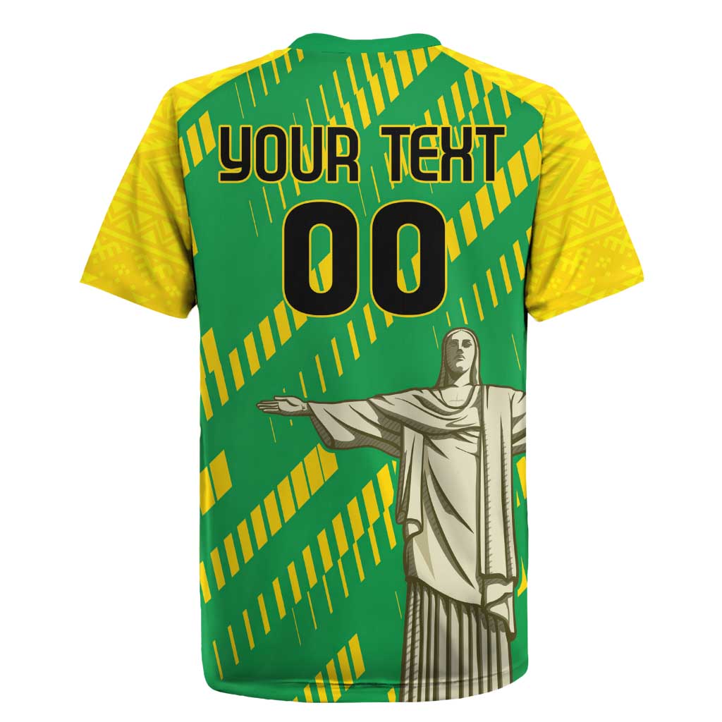 Custom Brazil Happy Independence Day Rugby Jersey Cristo Redentor Flag Style - Wonder Print Shop