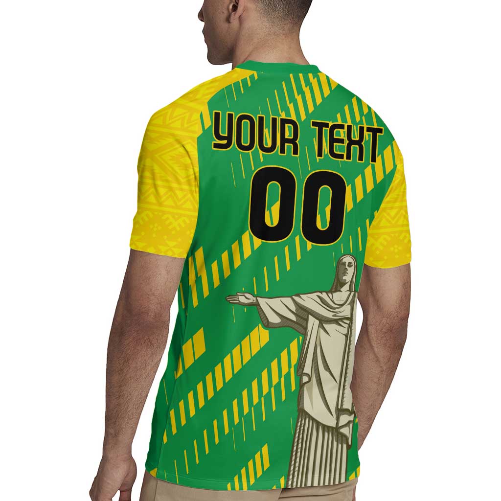 Custom Brazil Happy Independence Day Rugby Jersey Cristo Redentor Flag Style - Wonder Print Shop