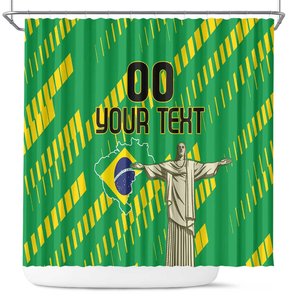 Custom Brazil Happy Independence Day Shower Curtain Cristo Redentor Flag Style