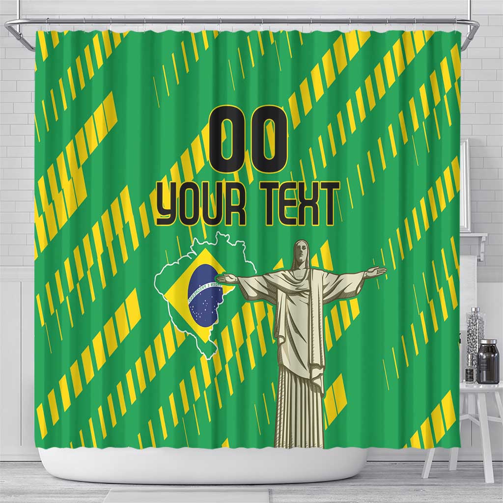 Custom Brazil Happy Independence Day Shower Curtain Cristo Redentor Flag Style